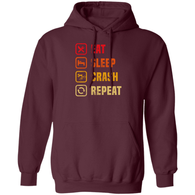 Retro Eat Sleep Crash Repeat - Mountain Biking Pullover Hoodie