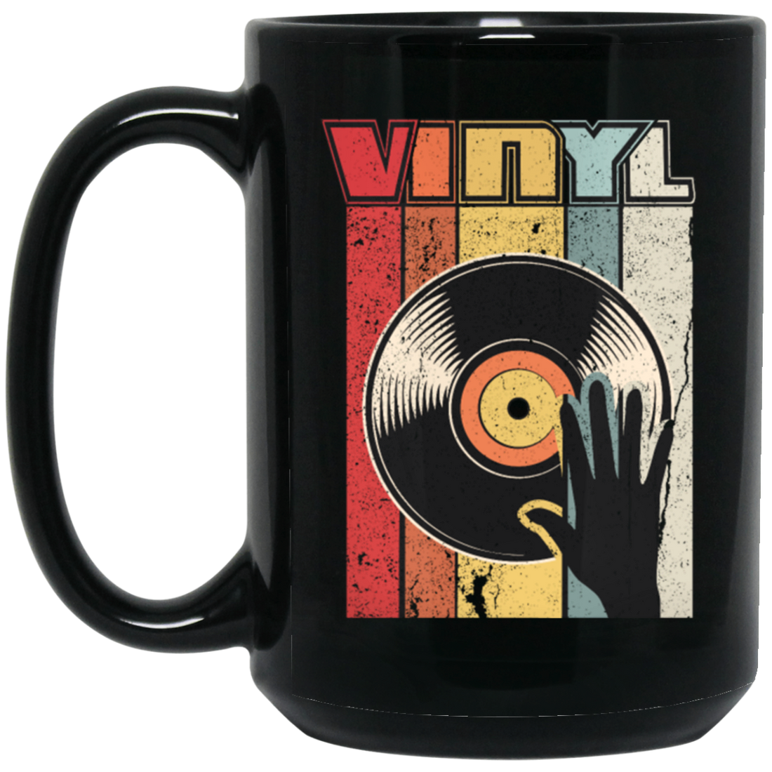 Retro Vinyl Record Player Analog Player Turntable Black Mug