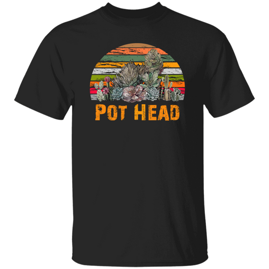 Pot Head Stone Flowers Vintage Retro Sunset Unisex T-Shirt