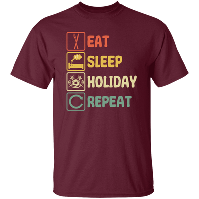 Funny Holiday Travel Eat Sleep Repeat Retro Style