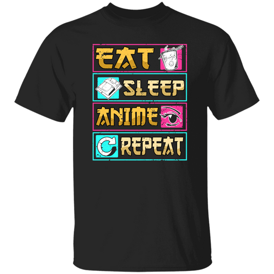 Funny Anime Eat Sleep Repeat Saying, Anime Fan Unisex T-Shirt