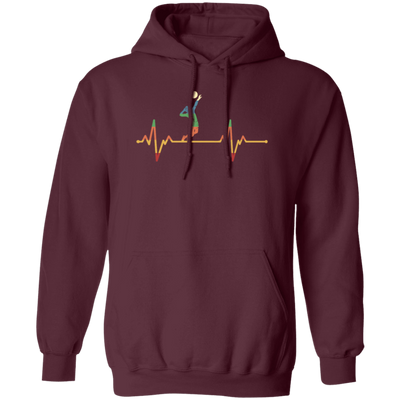Retro Cool Heartbeat Volleyball Player Gift Pullover Hoodie