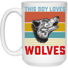 Retro Wolves Lover, This Boy Loves Wolves, Wolves Best Vintage Gift White Mug