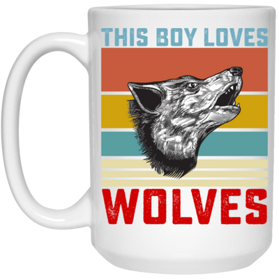 Retro Wolves Lover, This Boy Loves Wolves, Wolves Best Vintage Gift White Mug