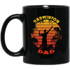 Badminton Palm Trees Gift For Dad Vintage Play Badminton Sporty Black Mug