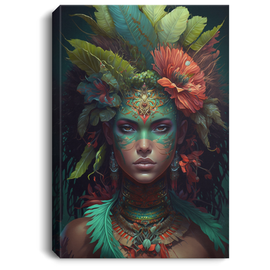 Tropicalpunk Goddess Queen, Luscious Fantasy Art Canvas