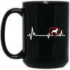 French Dog, Bull Dog Heartbeat, Dog In My Heart, Retro Heartbeat Black Mug