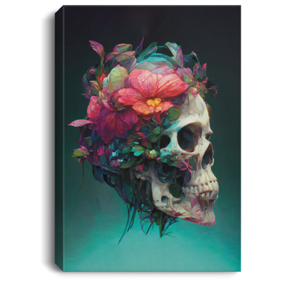 Skull With Flowery Vines, Art Skull Realistic, Gothic Skull, Mysteristic Art