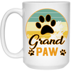 Grand Paw, Grandfather, Grandpa Gift, Retro Grandpa White Mug