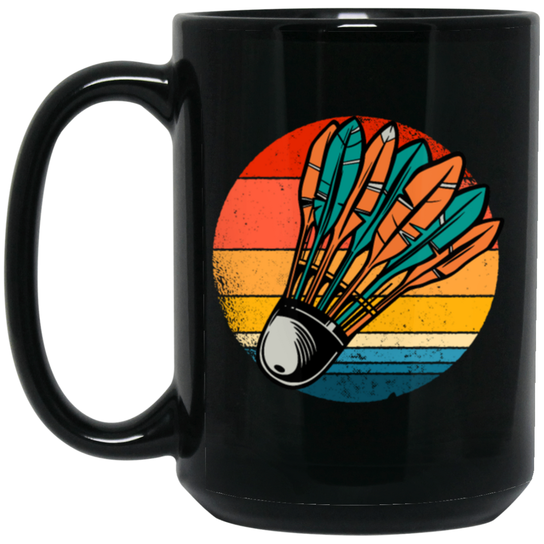 Badminton Shuttlecock Retro Badminton Player Sporty Lover Gift Black Mug