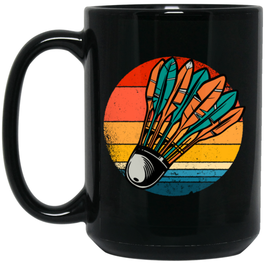 Badminton Shuttlecock Retro Badminton Player Sporty Lover Gift Black Mug