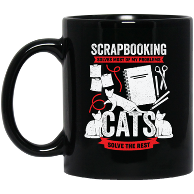 Cat Lover Gift, Scrapbooking Gift, Scrapbooker Vintage, Love Scrapbook Black Mug