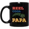 Reel Cool Papa, Dad Gift, Vintage Movie Lover Gift Black Mug