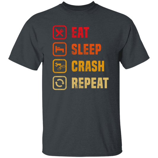 Retro Eat Sleep Crash Repeat - Mountain Biking Unisex T-Shirt