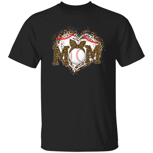 Funny Baseball Mom, Leopard Heart Mom, Ball Sport Lover Gift, Leopard Baseball Unisex T-Shirt