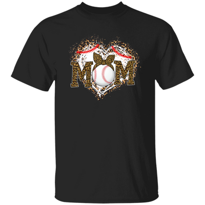 Funny Baseball Mom, Leopard Heart Mom, Ball Sport Lover Gift, Leopard Baseball Unisex T-Shirt