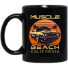 Muscle Lover, California Beach, Best Muscle Gift, Love Retro Muscle Beach Black Mug