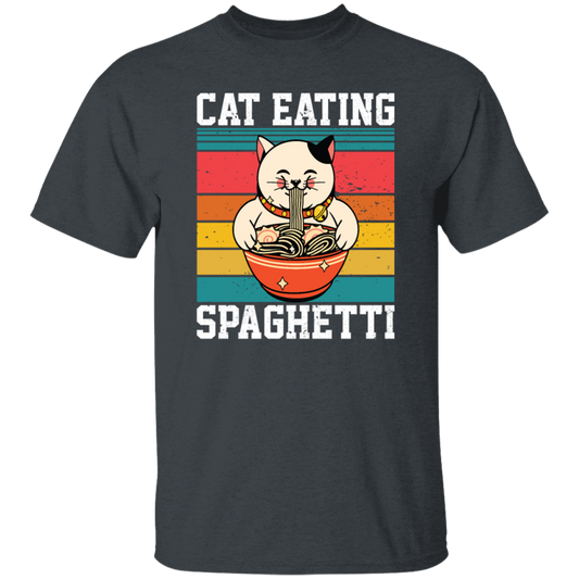 Retro Cat Lover, Cat Eating Spaghetti, Japanese Spaghetti, Love Ramen Unisex T-Shirt