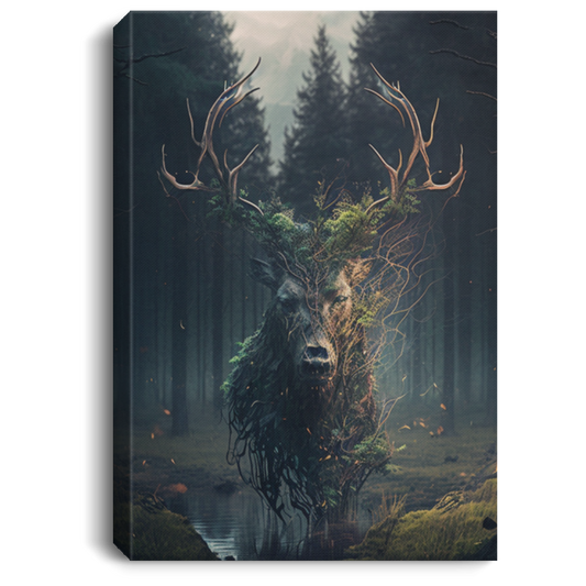 The Spirit Of The First Forest, Stunning Deer In The Midst of Forest Canvas