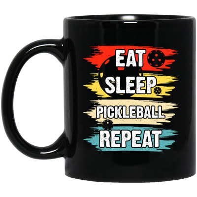 Pickleball Game, Love Pickleball, Ball Sport Gift, Eat Sleep Pickleball Repeat Black Mug