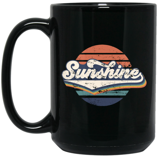 Retro Sunshine, Love Sunshine Gift, Sunshine Vintage, Sunshine Love Gift Black Mug