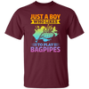 Love Bagpipes, Just A Boy Who Likes Bagpipes, Love Music, Best Bagpipes Unisex T-Shirt