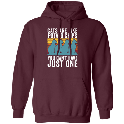 Cats Are Like Potato Chips, You Cannot Have Just One, Retro Cat Lover Pullover Hoodie