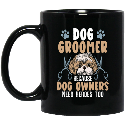 Love Dog Grommer, Because Dog Owners, Retro Viantage Love Dog Black Mug