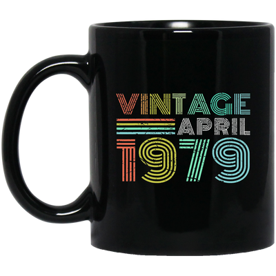 Birthday Gift Vintage April 1979 Forty Years Black Mug