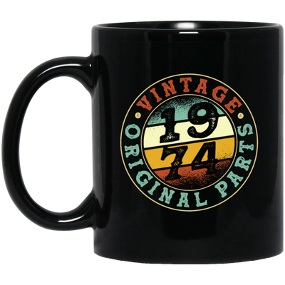 Vintage 1974, Retro 1974 Birthday Gift, Original Part 1974 Black Mug