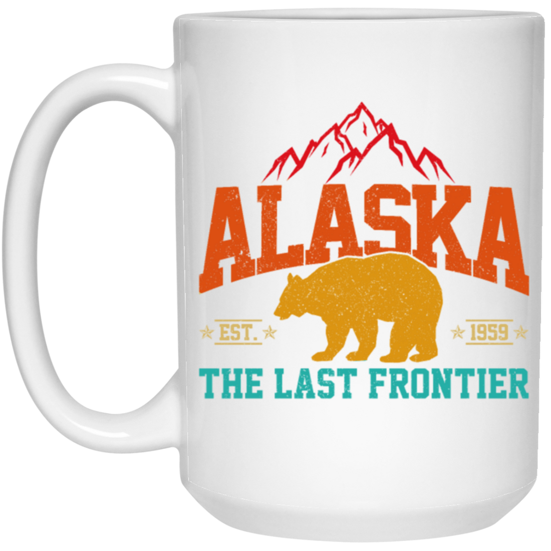 Cool Alaska The Last Frontier Grizzly Bear Souvenir Vintage White Mug
