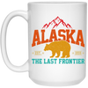 Cool Alaska The Last Frontier Grizzly Bear Souvenir Vintage White Mug