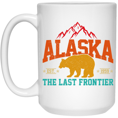 Cool Alaska The Last Frontier Grizzly Bear Souvenir Vintage White Mug