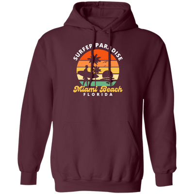 Miami Beach Lover, Surfer Paradise Retro Style, Miami Beach Florida Pullover Hoodie