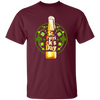 Shamrocks For St Patrick, Stylized Beer Bottles And Shamrock Gift Unisex T-Shirt