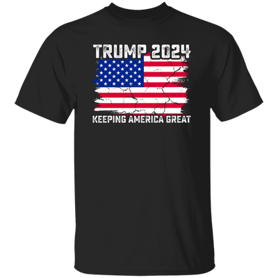 Trump 2024 Keeping America Great, Love Trump, Love America Flag Unisex T-Shirt