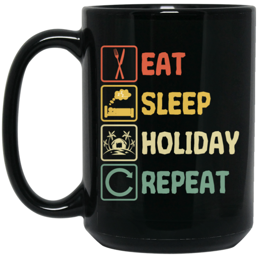 Funny Holiday Travel Eat Sleep Repeat Retro Style