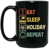 Funny Holiday Travel Eat Sleep Repeat Retro Style