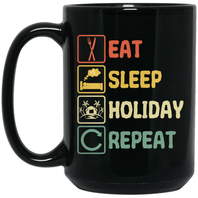 Funny Holiday Travel Eat Sleep Repeat Retro Style