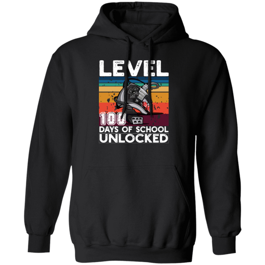 Love To Play Video Game, Level Up, 100 Days At School, Retro School Lover Pullover Hoodie