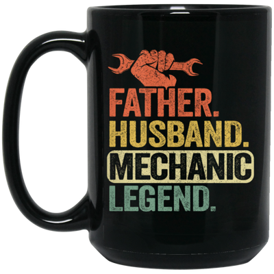 Mechanic Lover, Father Husband Mechanic Legend, Retro Mechanic Black Mug