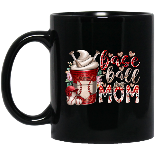 Gift For Mom, Mother's Day Gift, Best Mom Gift, Coffee Lover Gift, Best Baseball Lover Black Mug