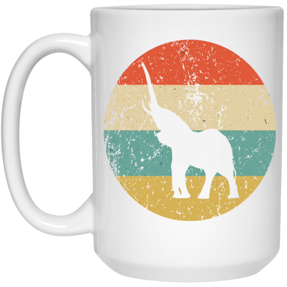 Animal Print Elephant Retro Style Animal Lover Funny Elephant Gift Birthday White Mug