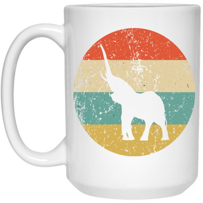 Animal Print Elephant Retro Style Animal Lover Funny Elephant Gift Birthday White Mug