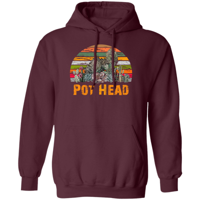 Pot Head Stone Flowers Vintage Retro Sunset Pullover Hoodie