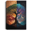 A Beautiful Painting With Tree Of Life Canvas, Picture Of Day And Night, Watercolor Tree