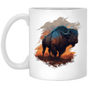 Buffalo Love Gift, Buffalo On A Field, Vintage Style, Cool Buffalo White Mug