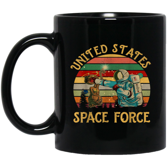 United States Space Force, Retro Space Black Mug