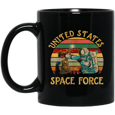 United States Space Force, Retro Space Black Mug