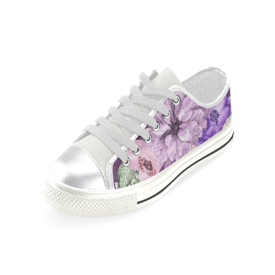 Violet Flowers Shoes, Watercolor Flowers Women's Classic Canvas Shoes (Model 018)